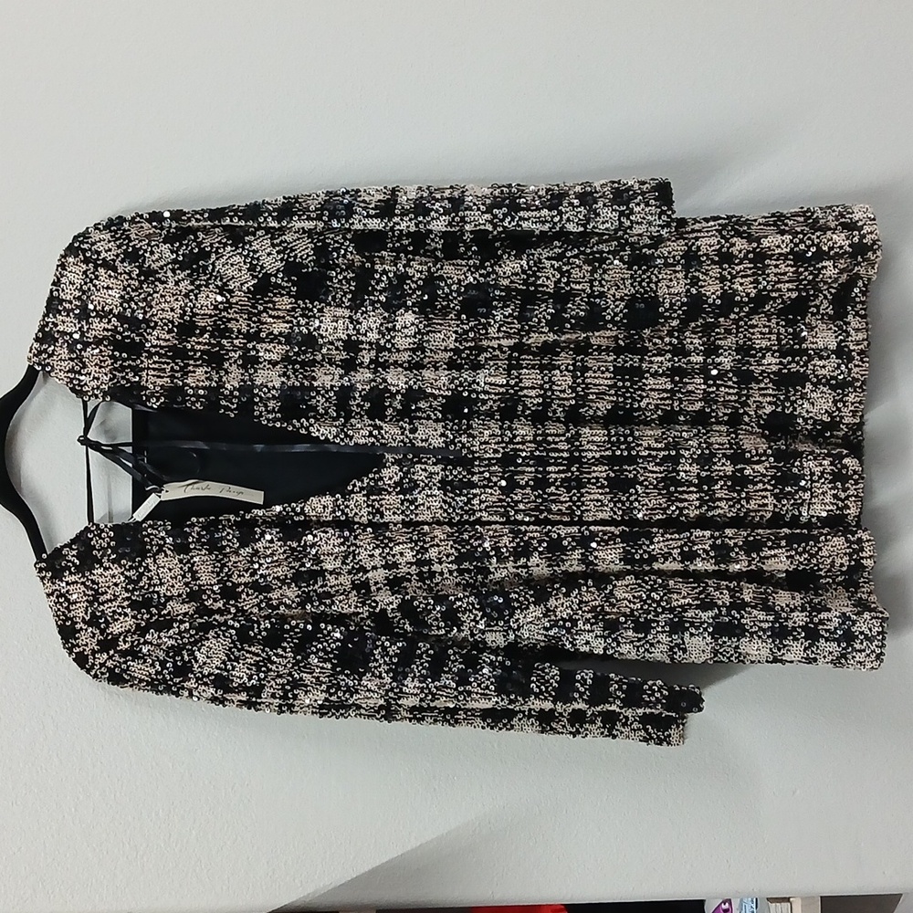 NEW CHARLIE PAIGE dress in black/white Sequin Size Large - Picture 6 of 7